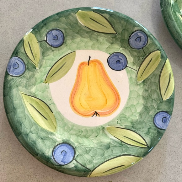 Bob Mackie 2000 Design Pear Motif Salad/Dessert Plates, Set of 2 - Picture 2 of 4